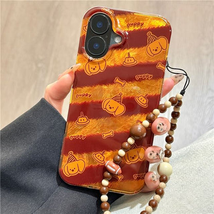 Striped Case Phone Strap Dog