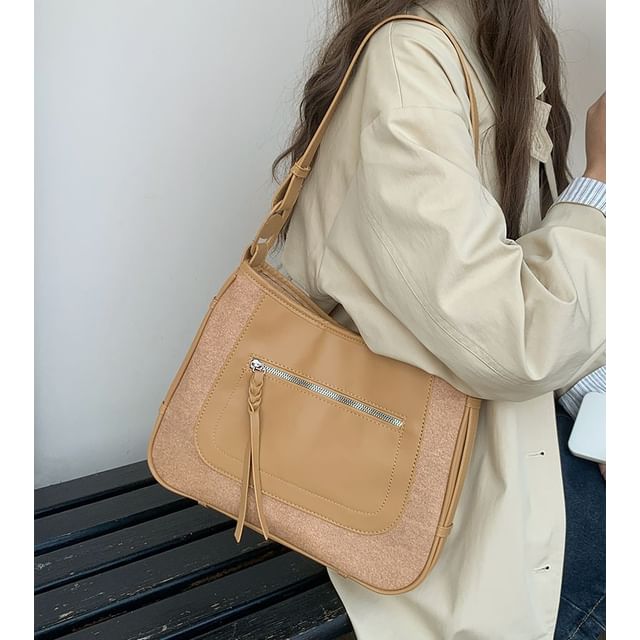 Shoulder Leather Faux Bag Panel Zip