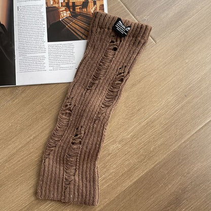 Applique Distressed Knit Leg Warmers