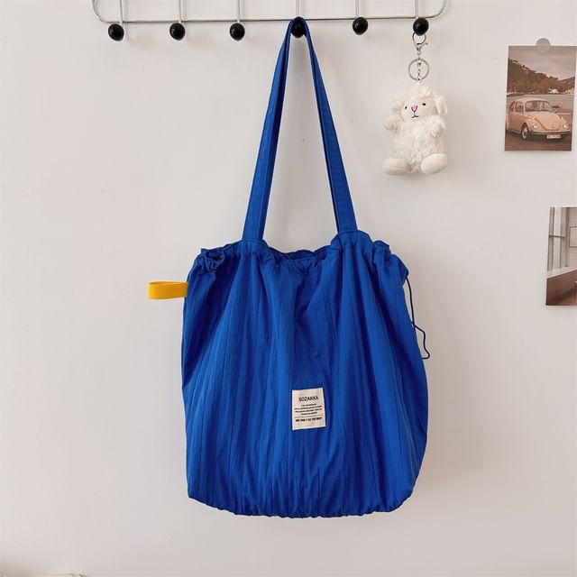 Plain Applique Drawstring Tote Bag