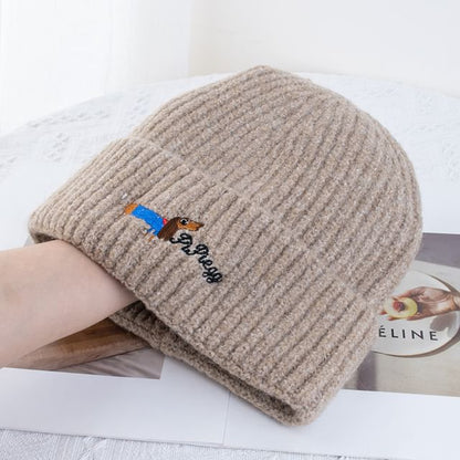 Dog Knit Beanie Embroidered