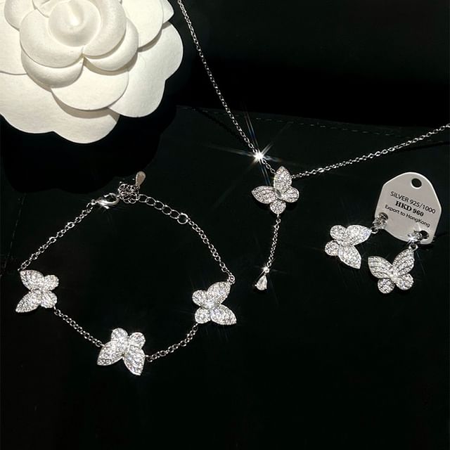 Stud / Bracelet Butterfly Earring Necklace