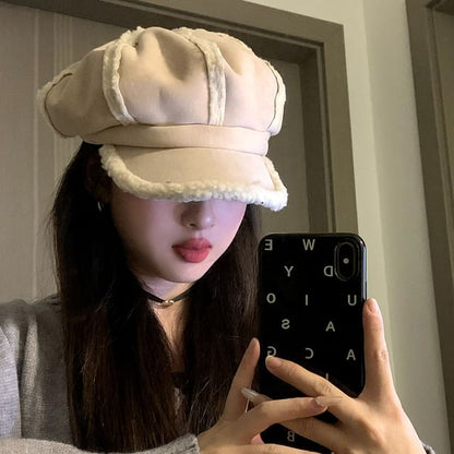 Cap Faux Shearling Newsboy