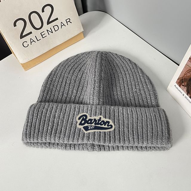 Knit Lettering Applique Beanie