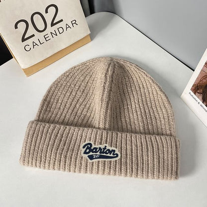 Knit Lettering Applique Beanie