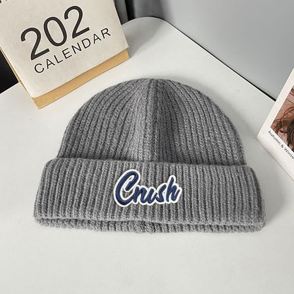 Beanie Applique Lettering Knit