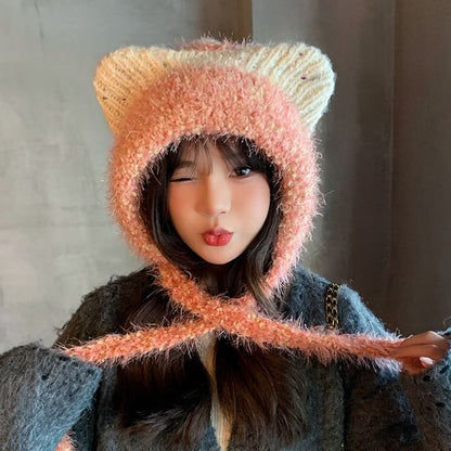 Cat Wool Ear Hat Trapper