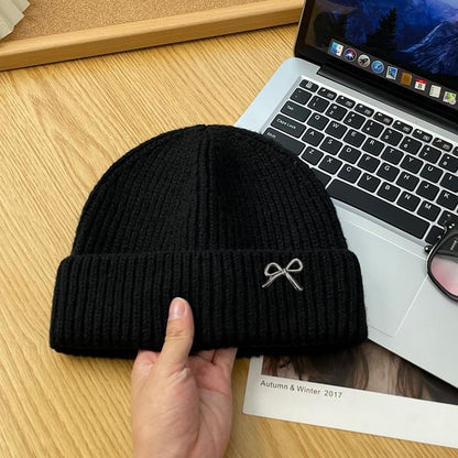 Bow Knit Metal Beanie