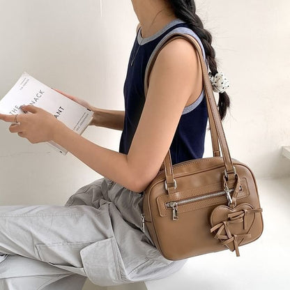Leather Multi-Pocket Bag Faux Tote