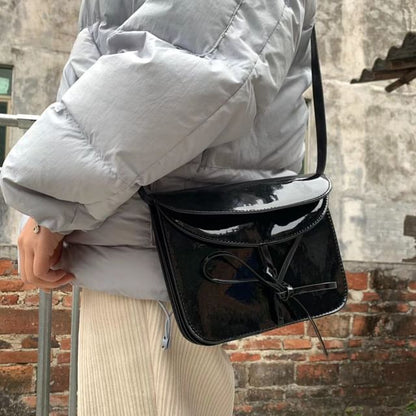 Bow Bag Leather Flap Faux Crossbody