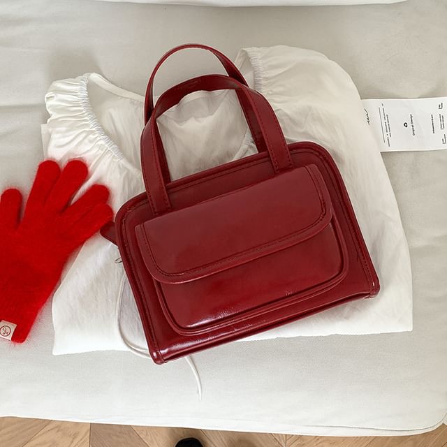 Multi-Pocket Crossbody Leather Faux Bag