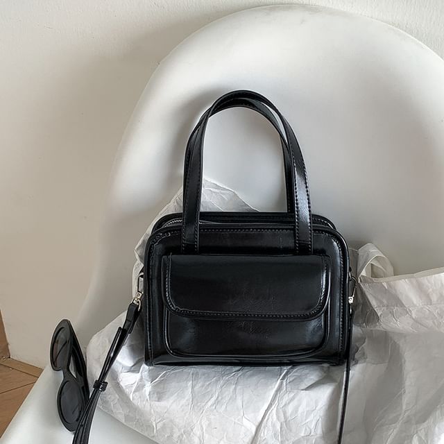 Multi-Pocket Crossbody Leather Faux Bag