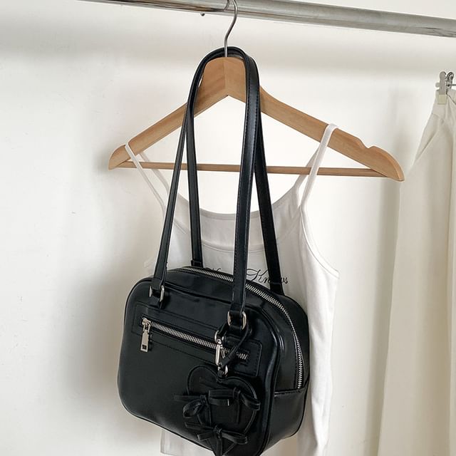 Leather Multi-Pocket Bag Faux Tote