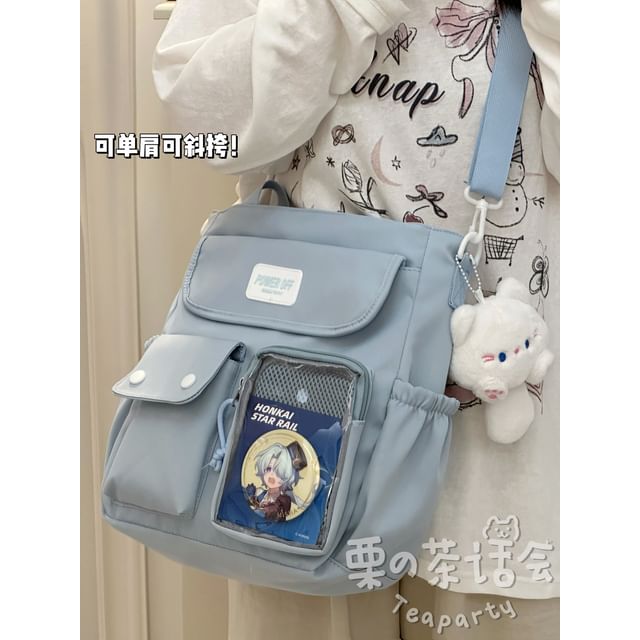 Plain Multi-Pocket Crossbody Tote Bag