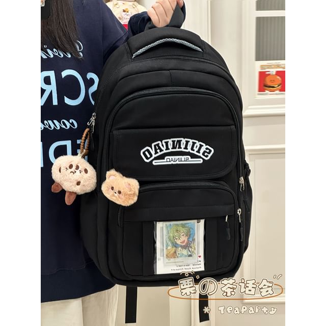 Lettering Print Transparent Panel Crossbody Tote Bag / Backpack