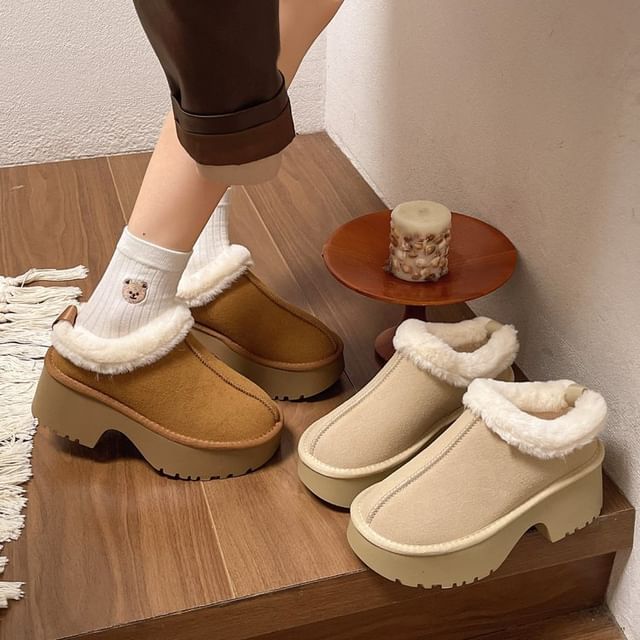 Ankle Fleece-Lined Boots Platform