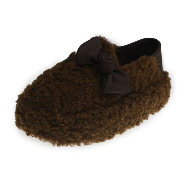 Bow Fleece Platform Slip-Ons