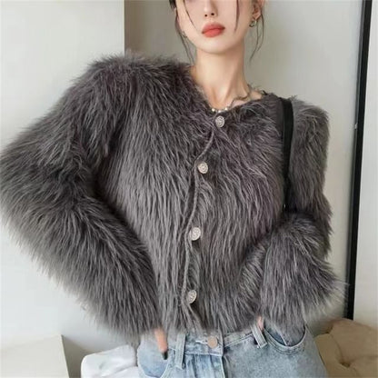 Soft Furry-Knit Cardigan