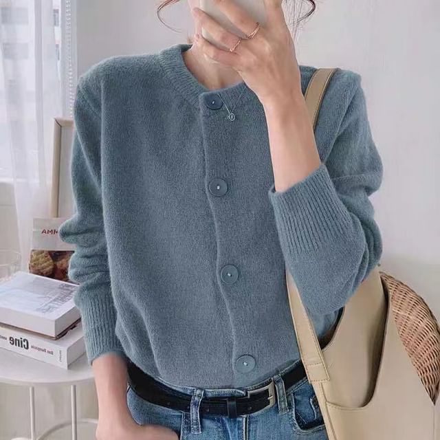 Oversized Crew-Neck Cardigan in 5 Colors