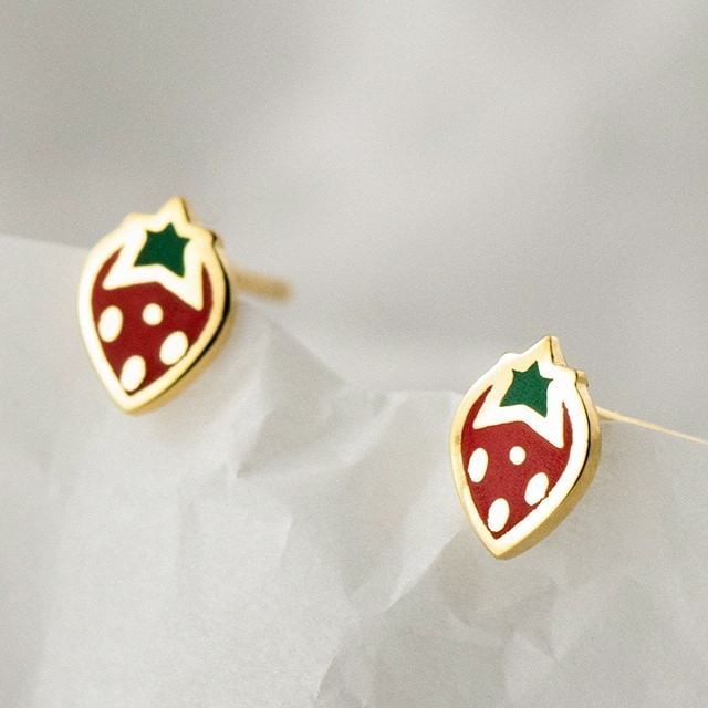 S925 Sterling Silver Strawberry Stud Earring