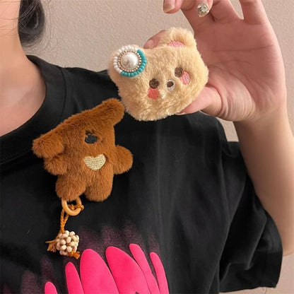 Furry Bear Necklace / Brooch