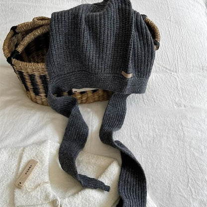 Hat Plain Knit Bonnet