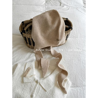 Hat Plain Knit Bonnet