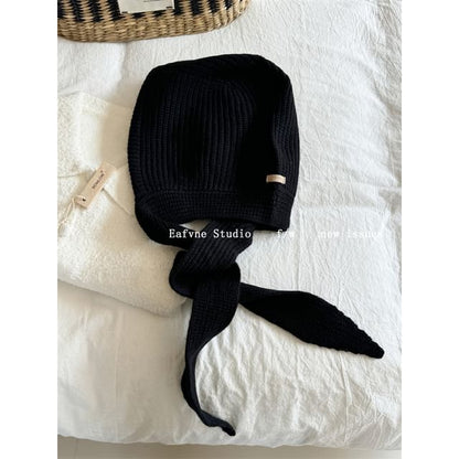 Hat Plain Knit Bonnet