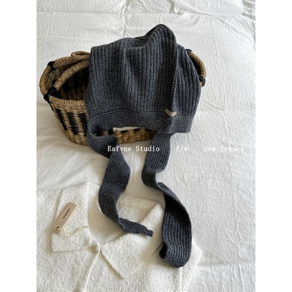 Hat Plain Knit Bonnet