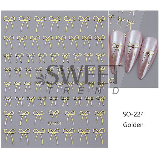 Bow Metallic Nail Art Stickers (Various Designs)