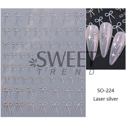 Bow Metallic Nail Art Stickers (Various Designs)