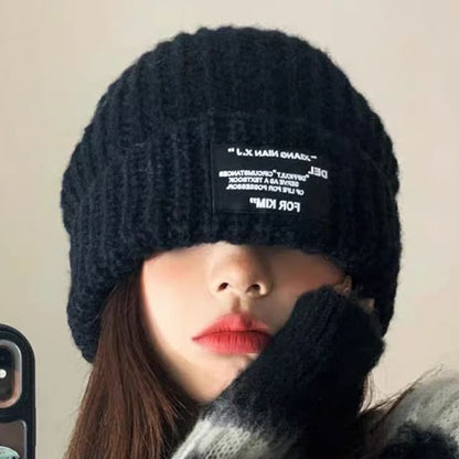 Applique Knit Beanie Ribbed