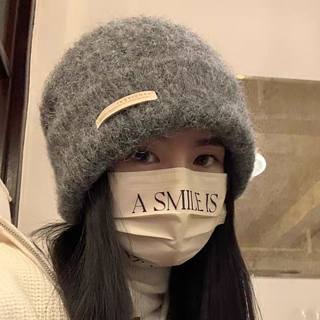 Knit Beanie Ribbed Plain / Applique