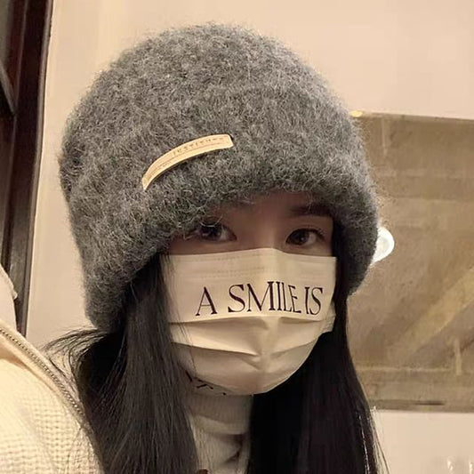 Knit Beanie Ribbed Plain / Applique