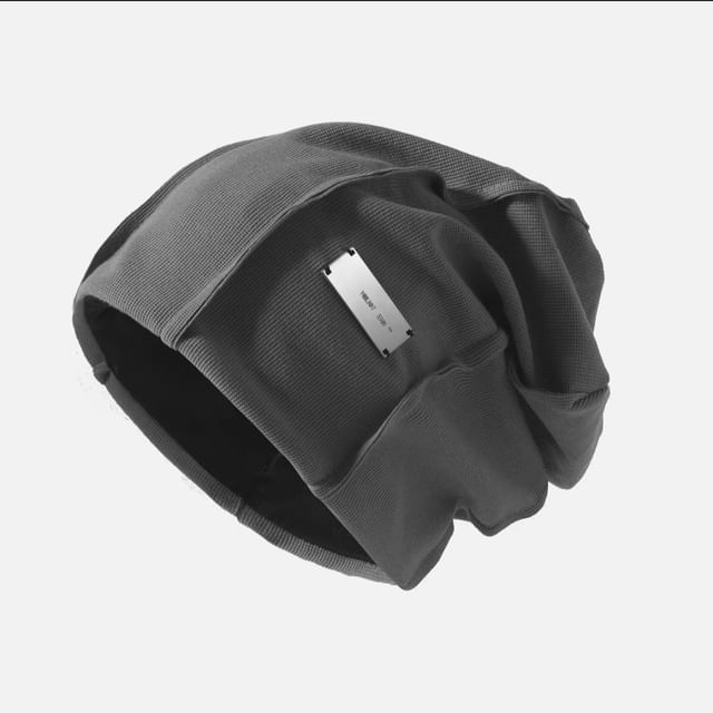 Beanie Ribbed Panel Plain Knit /