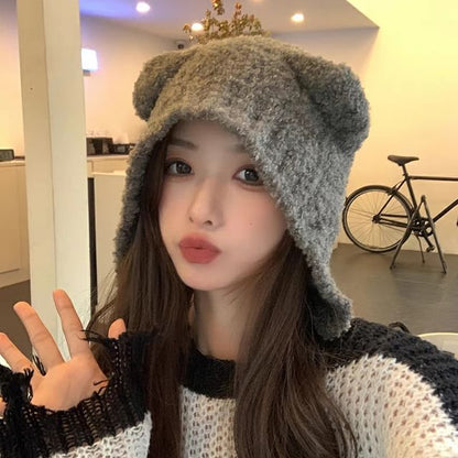 Contrast Bucket Ear / Plain Hat Trim Knit