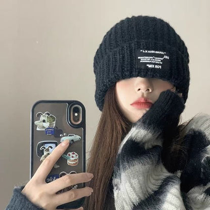 Knit Beanie Ribbed Plain / Applique