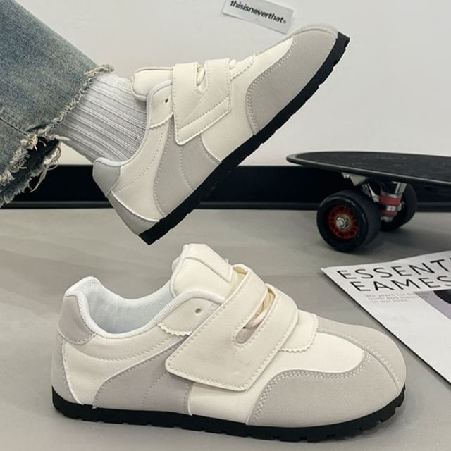 Two Tone Adhesive Flat Sneakers