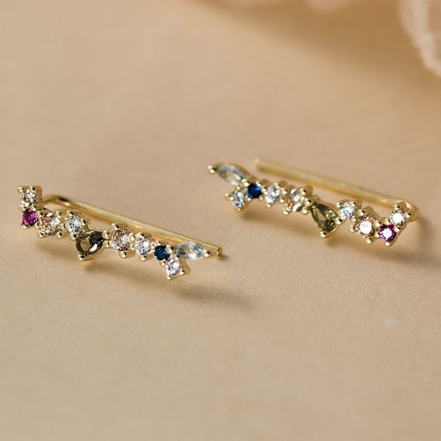 925 Sterling Silver Rhinestone Climber Earring