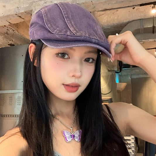 Cap Newsboy Washed Denim