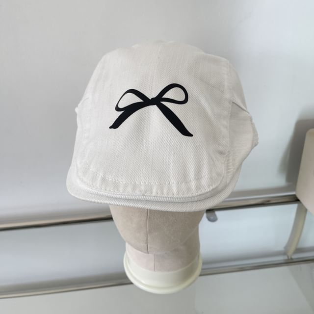 Newsboy Print Cap Bow