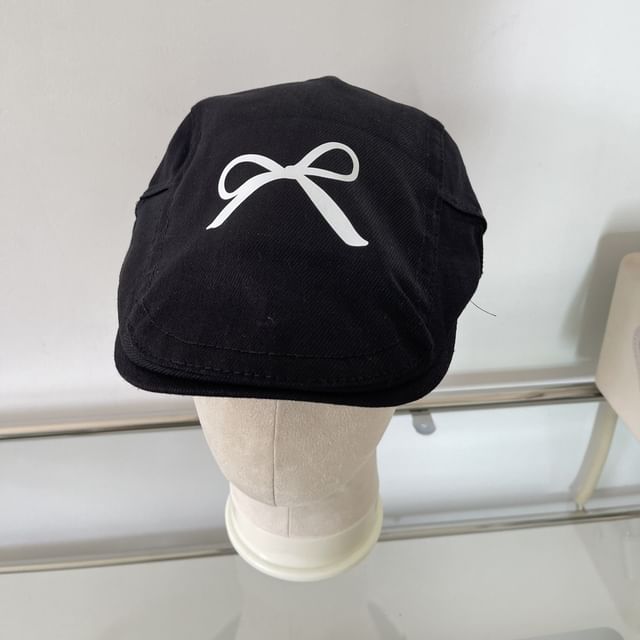 Newsboy Print Cap Bow