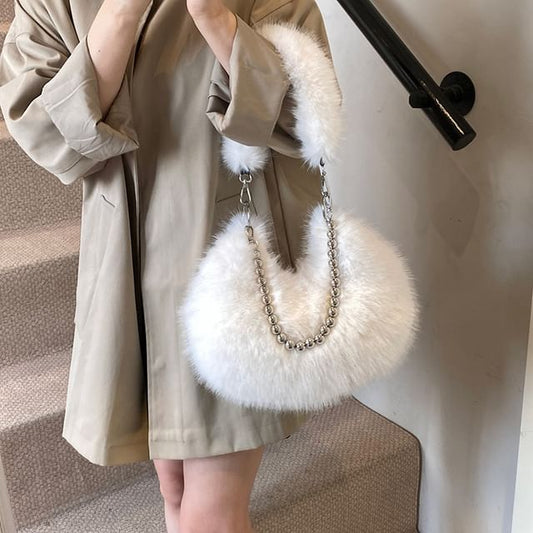 Fluffy Bag Beaded Shoulder