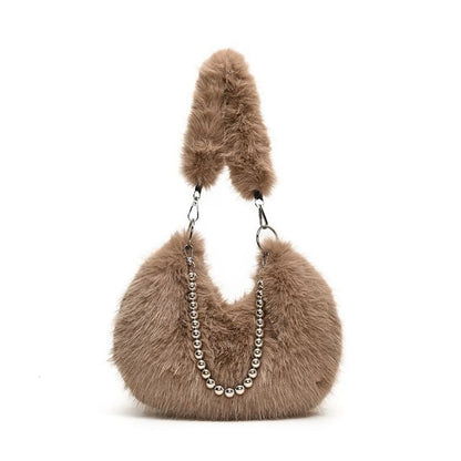 Fluffy Bag Beaded Shoulder