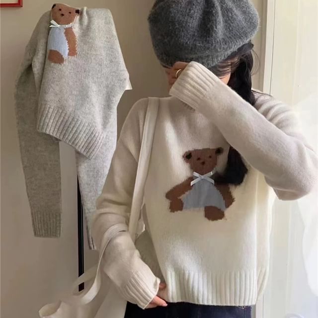 Bear Sweater Crewneck Embroidery