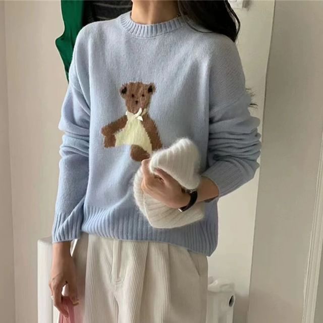 Bear Sweater Crewneck Embroidery