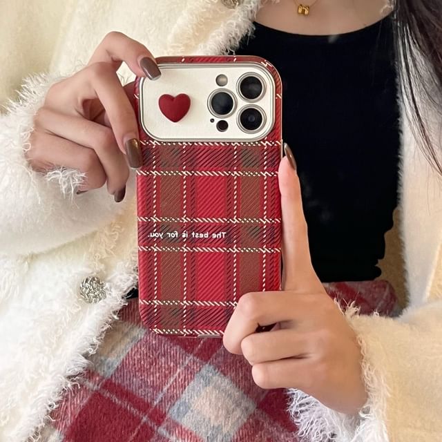 Case Plaid Phone Heart