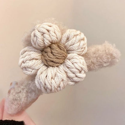 Floral Yarn Chenille Hair Claw Clip