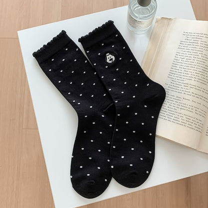 Dog Embroidered Dotted Socks / Set