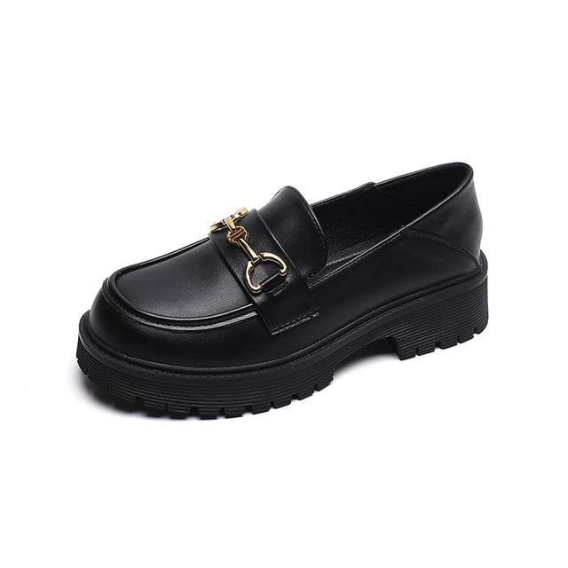 Platform Plain Horsebit Loafers